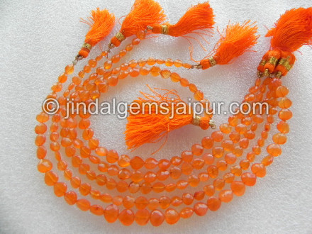 Carnelian Faceted Heart Shape Beads